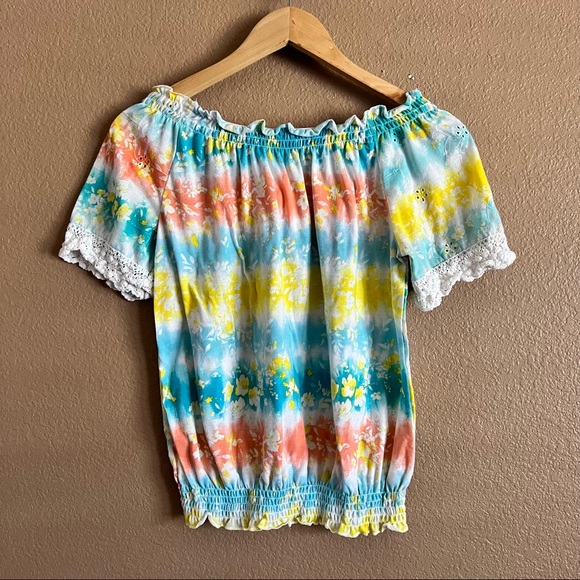 French Laundry Tie-Dye Lace Trim Top Size Small - Picture 6 of 8